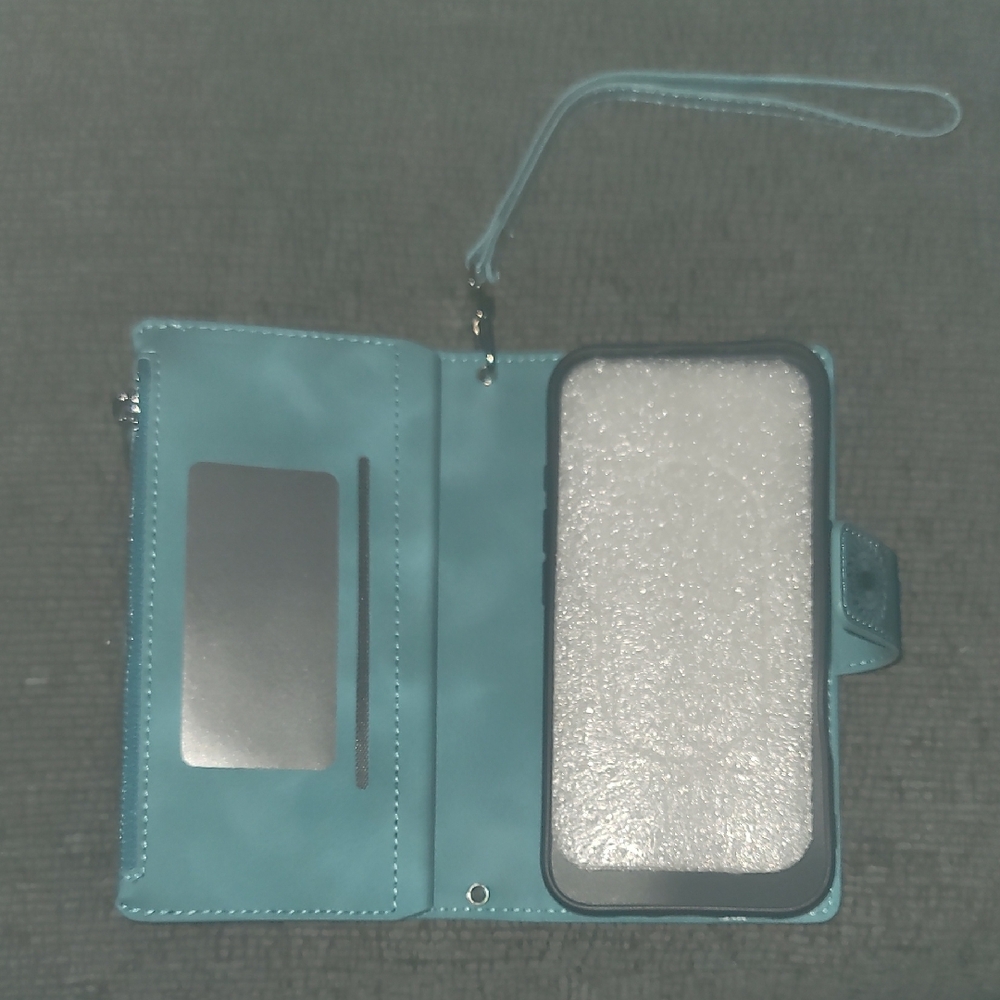 Teal Mandala Phone Wallet Case - Picture 4 of 12